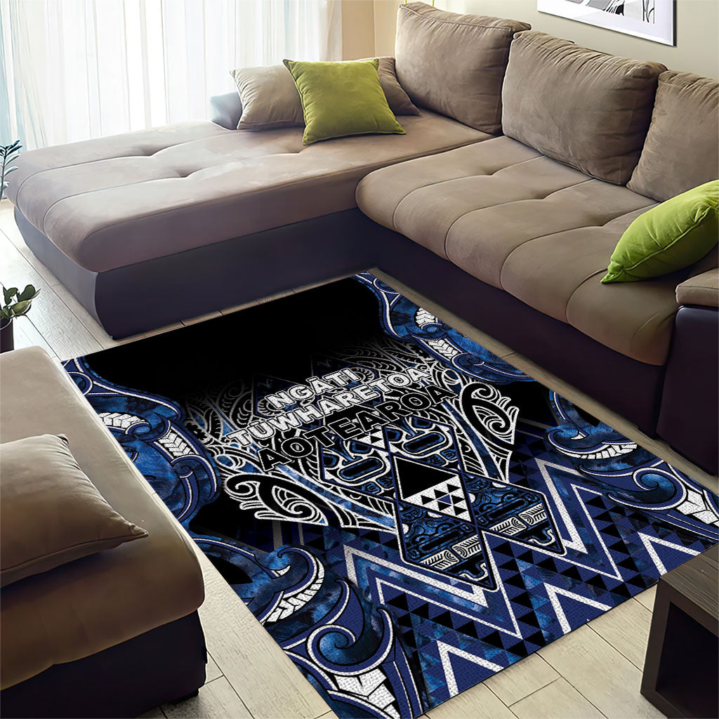 Aotearoa Tuwharetoa Area Rug Maori Tribal Navy Paua Shell Pattern DT05 - Polynesian Pride