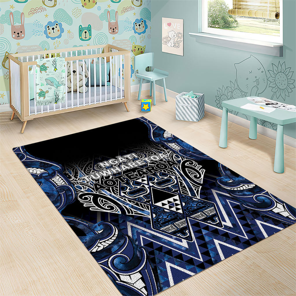 Aotearoa Tuwharetoa Area Rug Maori Tribal Navy Paua Shell Pattern DT05 - Polynesian Pride