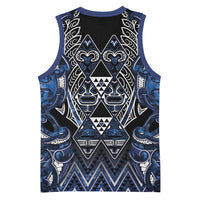Aotearoa Tuwharetoa Basketball Jersey Maori Tribal Navy Paua Shell Pattern DT05 - Polynesian Pride