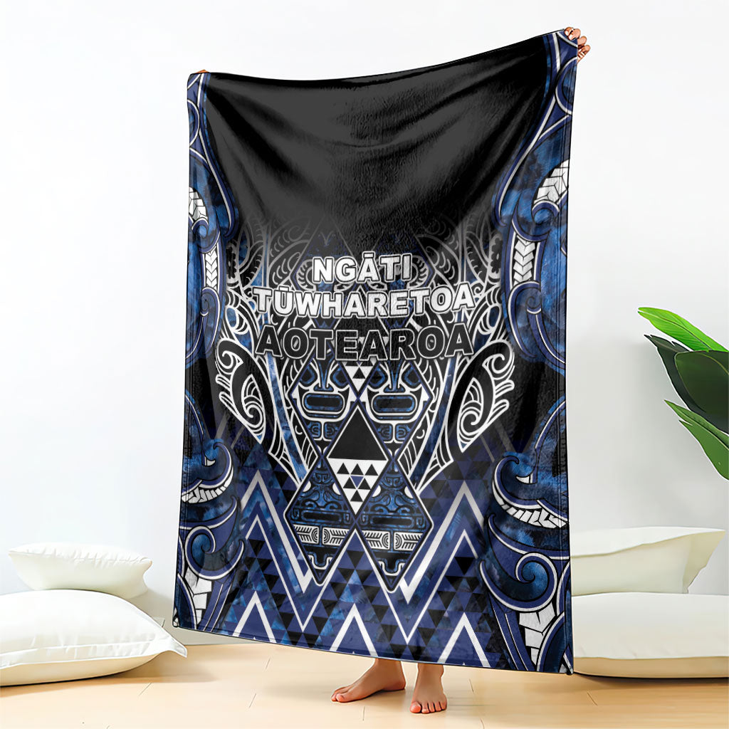 Aotearoa Tuwharetoa Blanket Maori Tribal Navy Paua Shell Pattern DT05 - Polynesian Pride