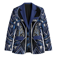 Aotearoa Tuwharetoa Blazer Maori Tribal Navy Paua Shell Pattern DT05 Unisex Navy - Polynesian Pride