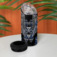 Aotearoa Tuwharetoa 4 in 1 Can Cooler Tumbler Maori Tribal Navy Paua Shell Pattern DT05 - Polynesian Pride