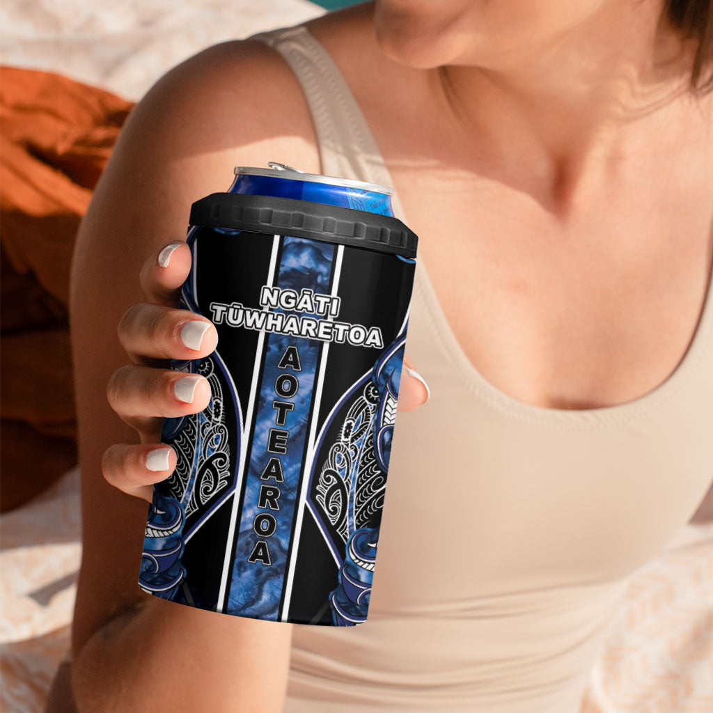 Aotearoa Tuwharetoa 4 in 1 Can Cooler Tumbler Maori Tribal Navy Paua Shell Pattern DT05 - Polynesian Pride