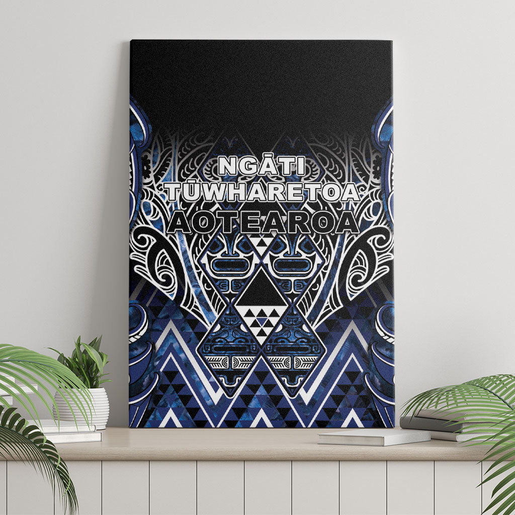 Aotearoa Tuwharetoa Canvas Wall Art Maori Tribal Navy Paua Shell Pattern DT05 - Polynesian Pride