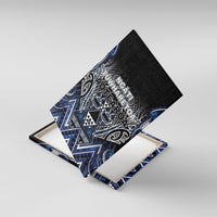 Aotearoa Tuwharetoa Canvas Wall Art Maori Tribal Navy Paua Shell Pattern DT05 With Frame Navy - Polynesian Pride