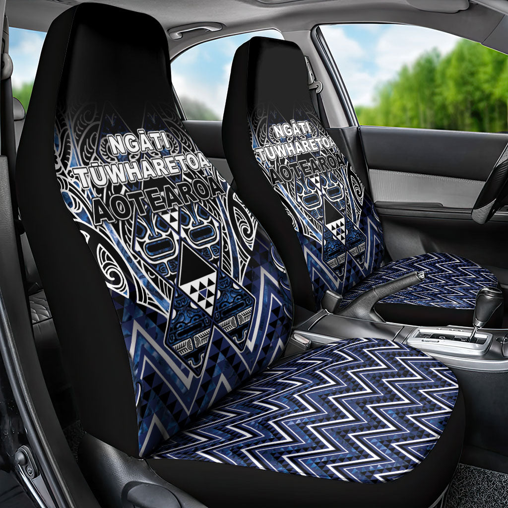 Aotearoa Tuwharetoa Car Seat Cover Maori Tribal Navy Paua Shell Pattern DT05 - Polynesian Pride