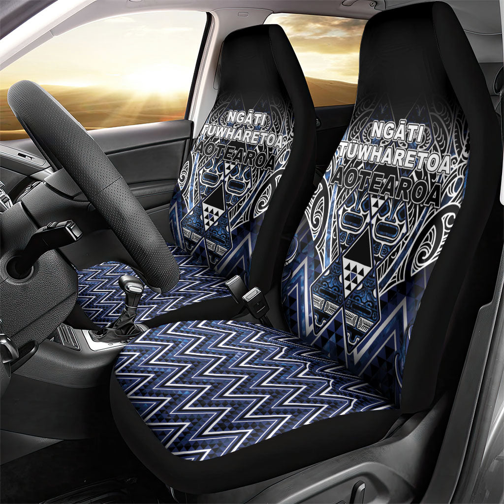 Aotearoa Tuwharetoa Car Seat Cover Maori Tribal Navy Paua Shell Pattern DT05 - Polynesian Pride