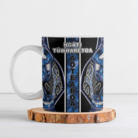 Aotearoa Tuwharetoa Ceramic Mug Maori Tribal Navy Paua Shell Pattern DT05 Navy - Polynesian Pride