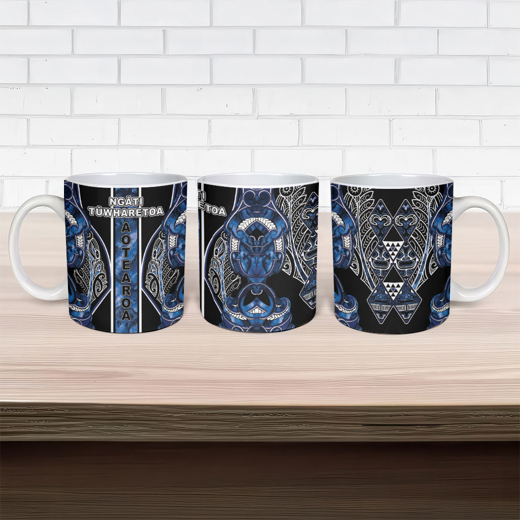 Aotearoa Tuwharetoa Ceramic Mug Maori Tribal Navy Paua Shell Pattern DT05 - Polynesian Pride