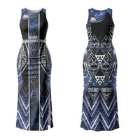 Aotearoa Tuwharetoa Couples Matching Tank Maxi Dress and Hawaiian Shirt Maori Tribal Navy Paua Shell Pattern DT05 - Polynesian Pride
