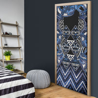 Aotearoa Tuwharetoa Door Cover Maori Tribal Navy Paua Shell Pattern DT05 - Polynesian Pride