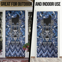 Aotearoa Tuwharetoa Door Cover Maori Tribal Navy Paua Shell Pattern DT05 - Polynesian Pride