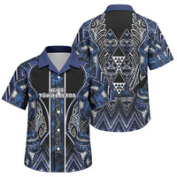 Aotearoa Tuwharetoa Family Matching Short Sleeve Bodycon Dress and Hawaiian Shirt Maori Tribal Navy Paua Shell Pattern DT05 Son's Shirt Navy - Polynesian Pride