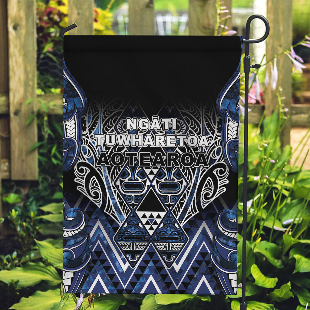 Aotearoa Tuwharetoa Garden Flag Maori Tribal Navy Paua Shell Pattern DT05 Garden Flag Navy - Polynesian Pride