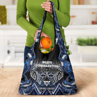Aotearoa Tuwharetoa Grocery Bag Maori Tribal Navy Paua Shell Pattern DT05 - Polynesian Pride