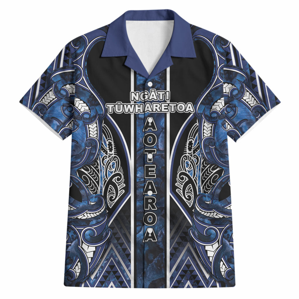 Aotearoa Tuwharetoa Hawaiian Shirt Maori Tribal Navy Paua Shell Pattern DT05 Navy - Polynesian Pride