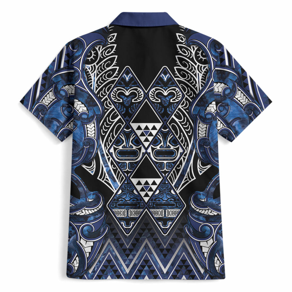 Aotearoa Tuwharetoa Hawaiian Shirt Maori Tribal Navy Paua Shell Pattern DT05 - Polynesian Pride
