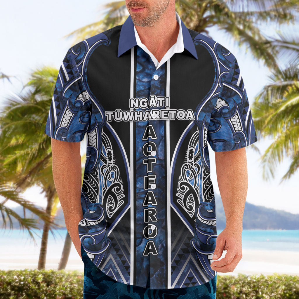 Aotearoa Tuwharetoa Hawaiian Shirt Maori Tribal Navy Paua Shell Pattern DT05 - Polynesian Pride