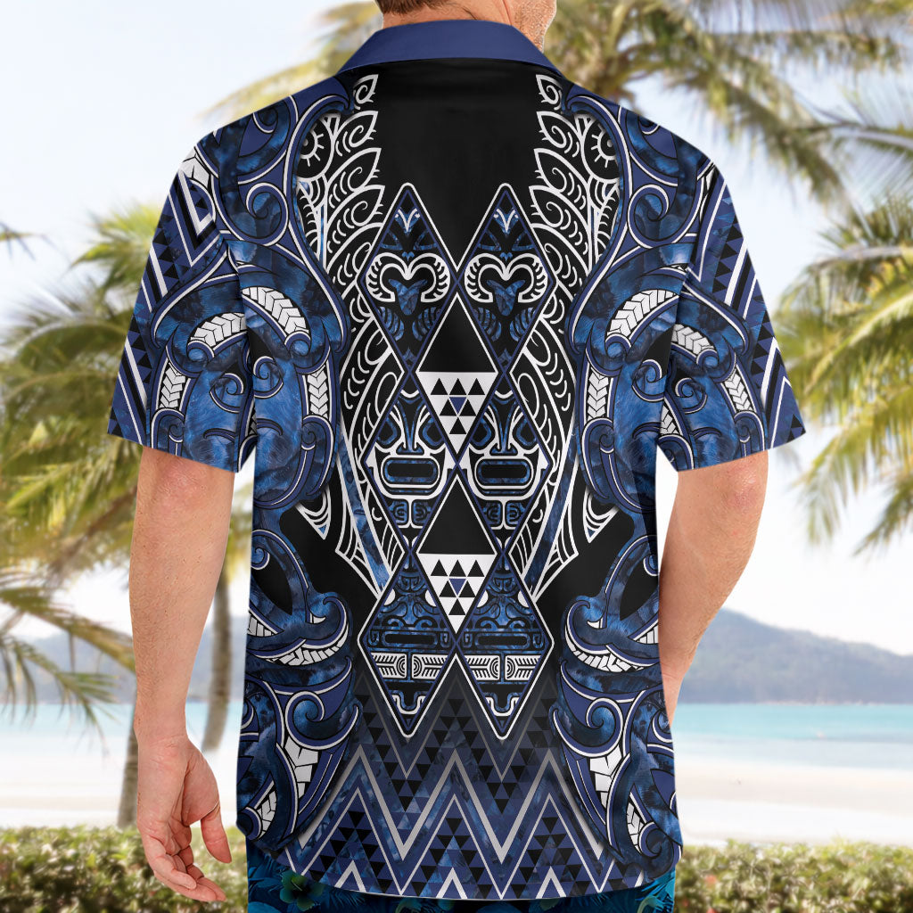 Aotearoa Tuwharetoa Hawaiian Shirt Maori Tribal Navy Paua Shell Pattern DT05 - Polynesian Pride