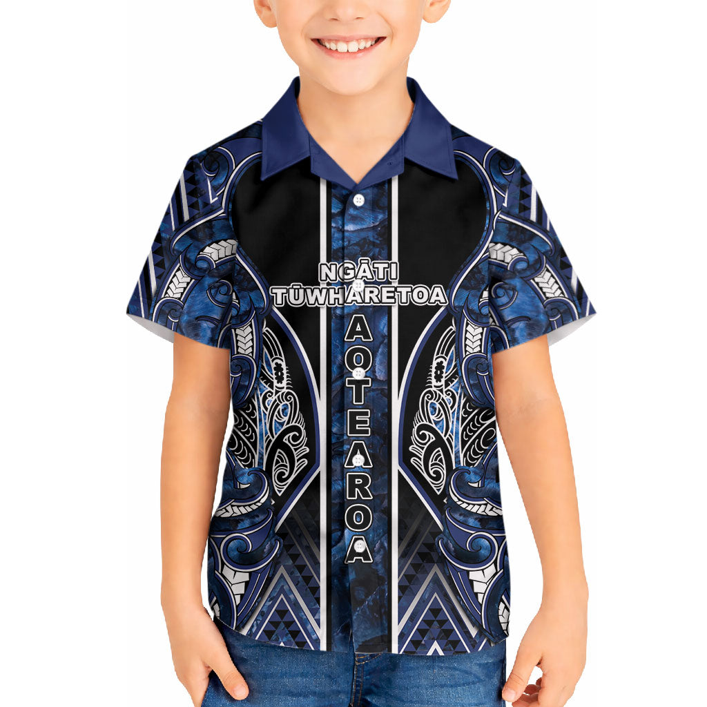 Aotearoa Tuwharetoa Hawaiian Shirt Maori Tribal Navy Paua Shell Pattern DT05 - Polynesian Pride