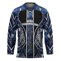 Aotearoa Tuwharetoa Hockey Jersey Maori Tribal Navy Paua Shell Pattern DT05 Unisex Navy - Polynesian Pride
