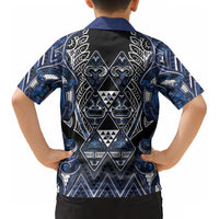 Aotearoa Tuwharetoa Kid Hawaiian Shirt Maori Tribal Navy Paua Shell Pattern DT05 - Polynesian Pride