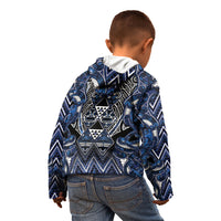 Aotearoa Tuwharetoa Kid Hoodie Maori Tribal Navy Paua Shell Pattern DT05 - Polynesian Pride