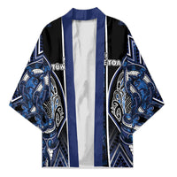 Aotearoa Tuwharetoa Kimono Maori Tribal Navy Paua Shell Pattern DT05 Unisex Navy - Polynesian Pride