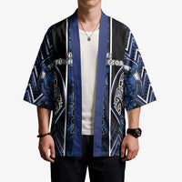 Aotearoa Tuwharetoa Kimono Maori Tribal Navy Paua Shell Pattern DT05 - Polynesian Pride