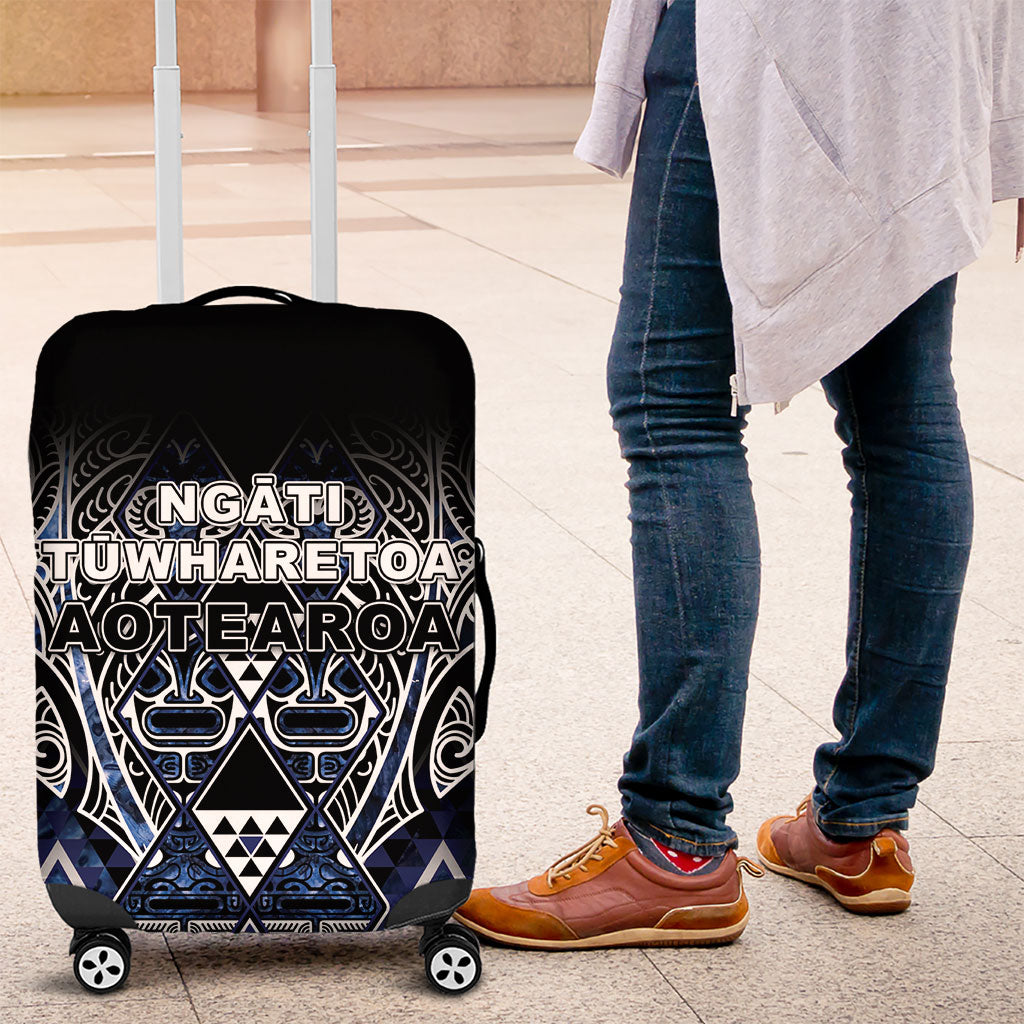 Aotearoa Tuwharetoa Luggage Cover Maori Tribal Navy Paua Shell Pattern DT05 Navy - Polynesian Pride