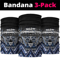 Aotearoa Tuwharetoa Neck Gaiter Maori Tribal Navy Paua Shell Pattern DT05 package One Size: 25*50cm Navy - Polynesian Pride