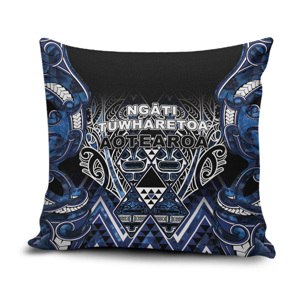 Aotearoa Tuwharetoa Pillow Cover Maori Tribal Navy Paua Shell Pattern DT05 Navy - Polynesian Pride
