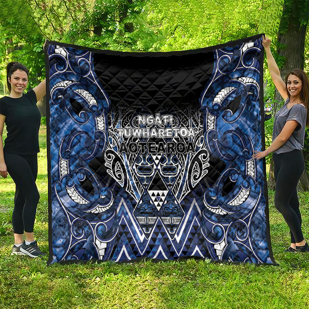 Aotearoa Tuwharetoa Quilt Maori Tribal Navy Paua Shell Pattern DT05 - Polynesian Pride