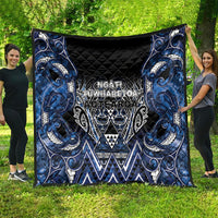 Aotearoa Tuwharetoa Quilt Maori Tribal Navy Paua Shell Pattern DT05 - Polynesian Pride