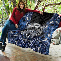 Aotearoa Tuwharetoa Quilt Maori Tribal Navy Paua Shell Pattern DT05 - Polynesian Pride