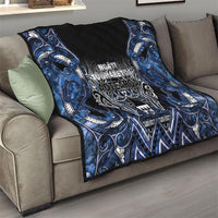 Aotearoa Tuwharetoa Quilt Maori Tribal Navy Paua Shell Pattern DT05 - Polynesian Pride