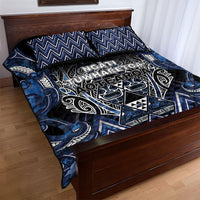 Aotearoa Tuwharetoa Quilt Bed Set Maori Tribal Navy Paua Shell Pattern DT05 - Polynesian Pride