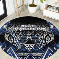Aotearoa Tuwharetoa Round Carpet Maori Tribal Navy Paua Shell Pattern DT05 Navy - Polynesian Pride