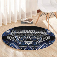 Aotearoa Tuwharetoa Round Carpet Maori Tribal Navy Paua Shell Pattern DT05 - Polynesian Pride