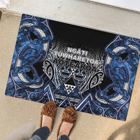 Aotearoa Tuwharetoa Rubber Doormat Maori Tribal Navy Paua Shell Pattern DT05 - Polynesian Pride