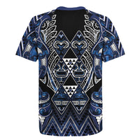 Aotearoa Tuwharetoa Rugby Jersey Maori Tribal Navy Paua Shell Pattern DT05 - Polynesian Pride