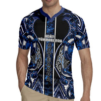 Aotearoa Tuwharetoa Rugby Jersey Maori Tribal Navy Paua Shell Pattern DT05 - Polynesian Pride