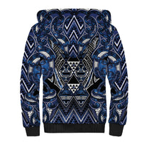 Aotearoa Tuwharetoa Sherpa Hoodie Maori Tribal Navy Paua Shell Pattern DT05 - Polynesian Pride