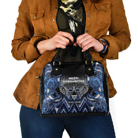 Aotearoa Tuwharetoa Shoulder Handbag Maori Tribal Navy Paua Shell Pattern DT05 - Polynesian Pride