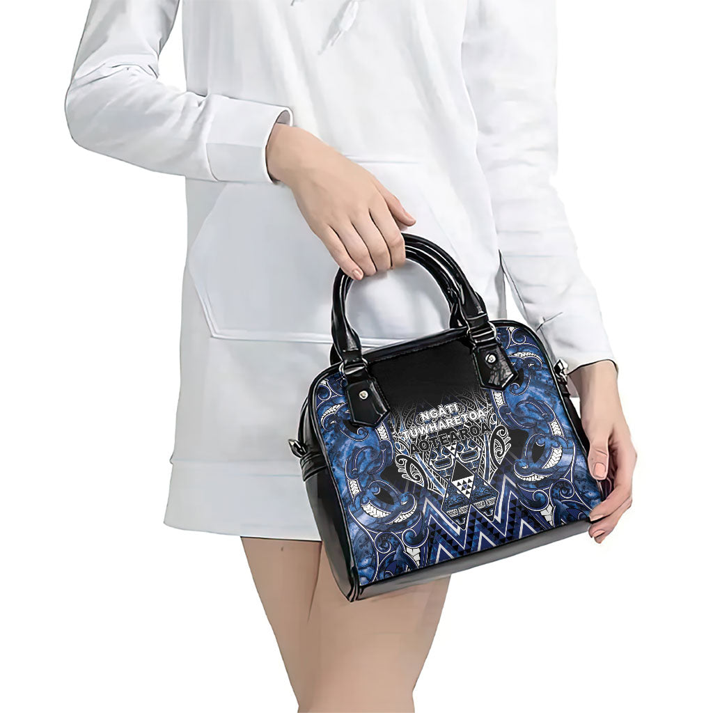 Aotearoa Tuwharetoa Shoulder Handbag Maori Tribal Navy Paua Shell Pattern DT05 - Polynesian Pride