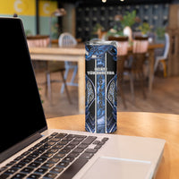 Aotearoa Tuwharetoa Skinny Tumbler Maori Tribal Navy Paua Shell Pattern DT05 - Polynesian Pride