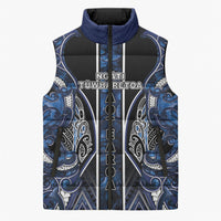 Aotearoa Tuwharetoa Sleeveless Puffer Jacket Maori Tribal Navy Paua Shell Pattern DT05 Unisex Navy - Polynesian Pride