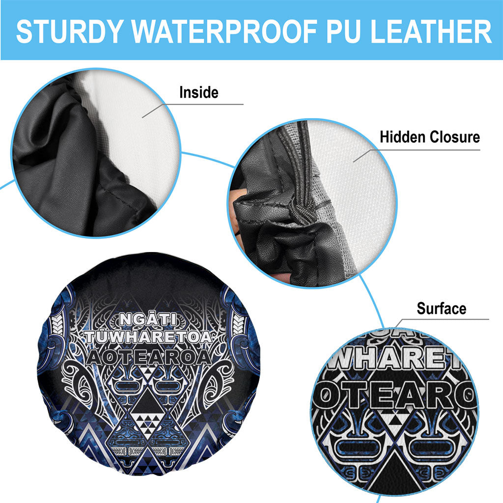 Aotearoa Tuwharetoa Spare Tire Cover Maori Tribal Navy Paua Shell Pattern DT05 - Polynesian Pride