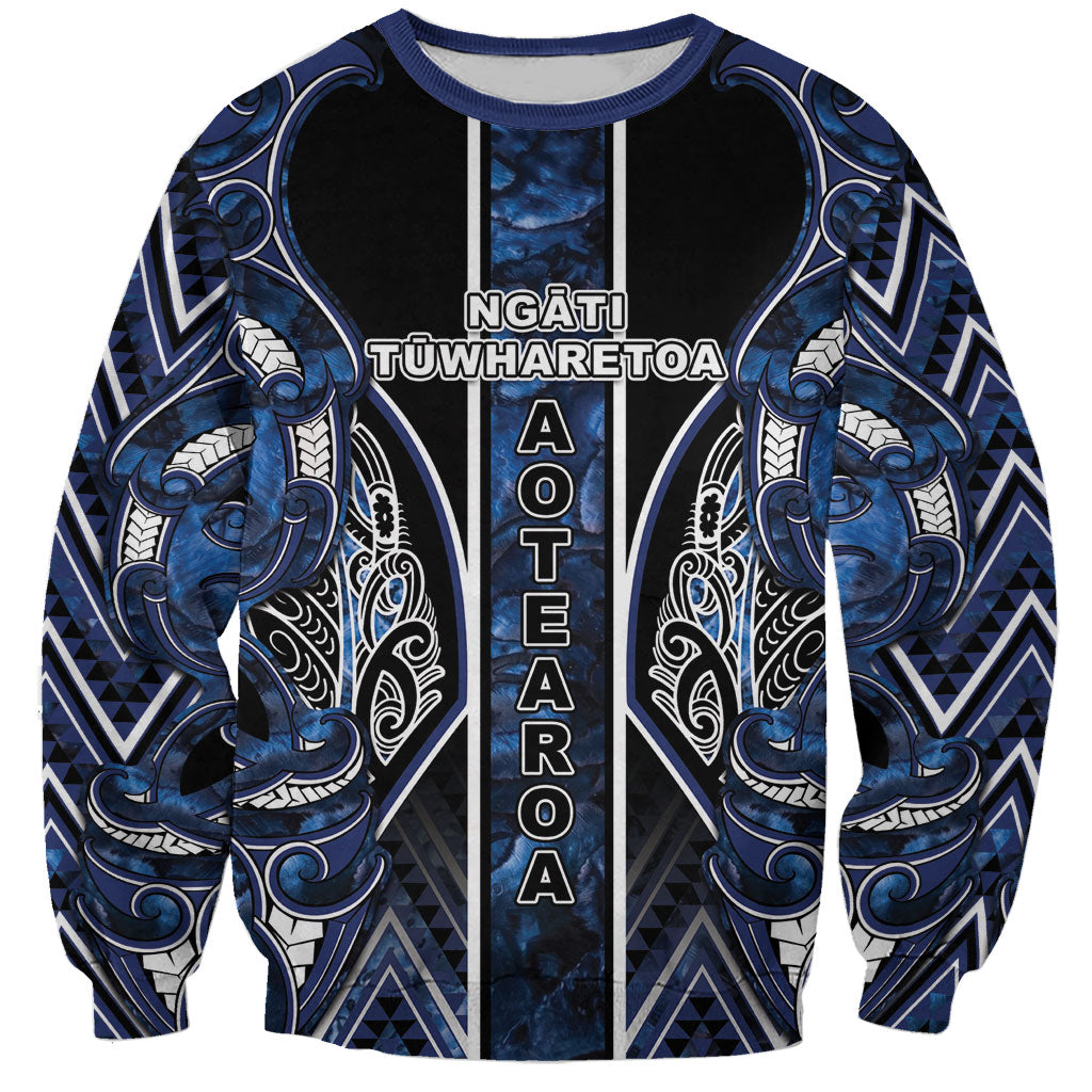 Aotearoa Tuwharetoa Sweatshirt Maori Tribal Navy Paua Shell Pattern DT05 Unisex Navy - Polynesian Pride