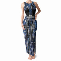 Aotearoa Tuwharetoa Tank Maxi Dress Maori Tribal Navy Paua Shell Pattern DT05 Women Navy - Polynesian Pride